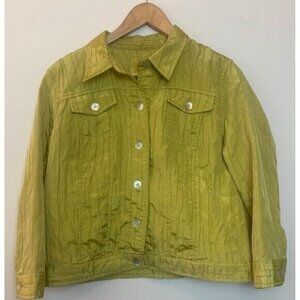 Ruby Rd. Petite Women's Jacket Lime Button Down Closure Textured Fabric Size 12P
